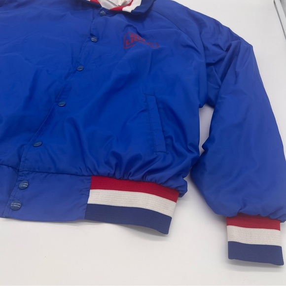 Vintage Bud Light Satin Bomber Jacket XL Blue USA Snap Front 80s Beer Promo - Picture 5 of 13